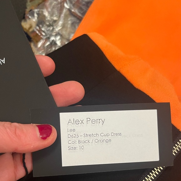 Alex Perry Black and Orange Midi Dress US6 UK10 - Picture 2 of 5